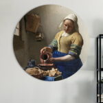 Het-melkmeisje-johannes-vermeer-easycanvas-wandcirkel-muurcirkel-wanddecoratie-decoratie-easycanvas-muurdeco