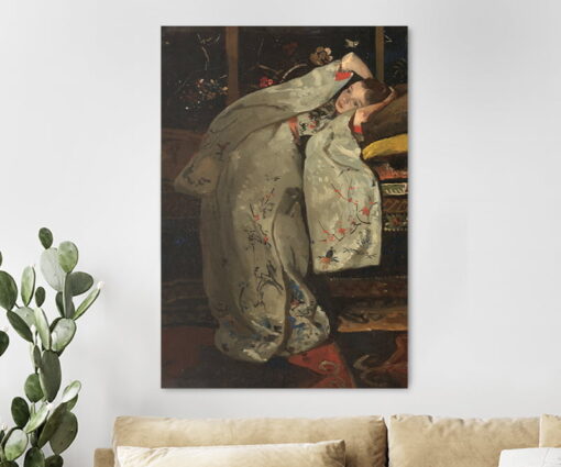 Meisje in de witte kimono - canvas | EasyCanvas.nl