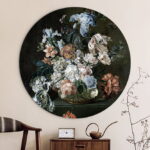Stilleven-met-bloemen-cornelia-van-der-mijn-easycanvas-wandcirkel-muurcirkel-wanddecoratie-decoratie-easycanvas-muurdeco